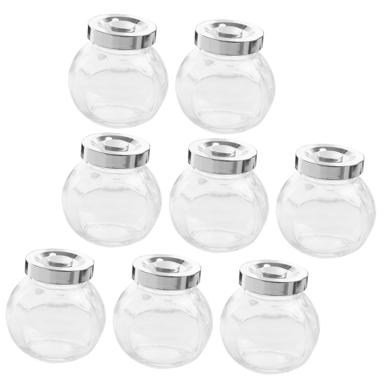 Toyvian 8 Stück Glas Vorratsbehälter für Lebensmittel mit Luftdichtem Verschluss Transparent Rund Leicht zur Küche Aufbewahrung von Trockenfrüchten