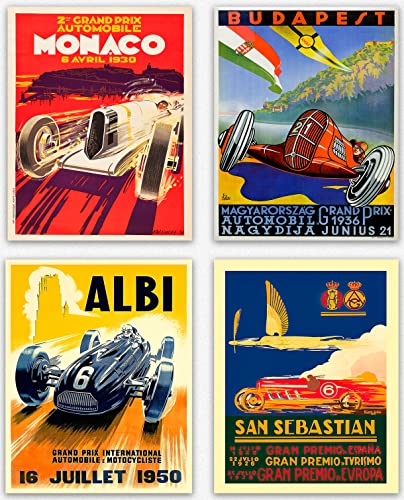 Wallbuddy Poster - Grand Prix Set of 4 Vintage Posters