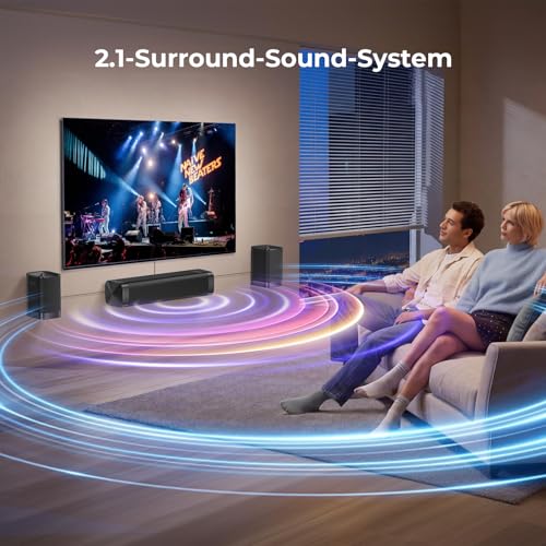 GarageRock 2.1ch Soundbar mit Dolby Audio, 2026 Aktualisiert 3-in-1 Abnehmbare Soundbar für TV Geräte, 2 Built-in Bass Woofer, 160W Spitzenleistung, Surround Sound für Heimkino/TV/PC/Gaming/Beamer – Bild 4