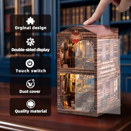 Image of Book Nook Kit - DIY Miniature House & Dollhouse Alley Model Kit, Puzzle Bookshelf Library Decor with LED Light, Craft Gift for Adults, Teens, and Family(Old Town Saloon)