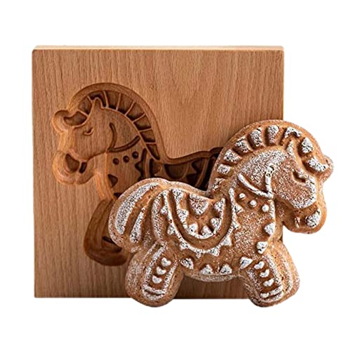 Hölzerne Keksform Ausstecher,Lebkuchen-Plätzchenform,3D Press-Stempel Lebkuchenform,lustige hölzerne Keksformen zum Backen für Prägung Handwerk schmücken Backen DIY Werkzeug (Pferd) Hölzerne Keksform Ausstecher,Lebkuchen-Plätzchenform,3D Press-Stempel Lebkuchenform,lustige hölzerne Keksformen zum Backen für Prägung Handwerk schmücken Backen DIY Werkzeug (Pferd)