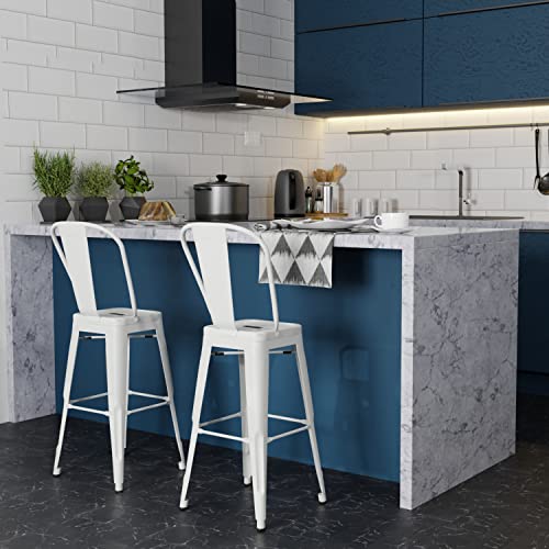SIMPLIHOME Butaco Metal Blanco Modelo AXCFLECS24-WH Altura Asiento 24 pulgadas Set de 2 miniatura 2