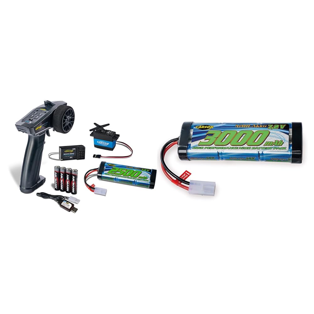 Carson 500500099 Reflex Start Elektro RC Zubehör, Modellbauzubehör & 500608224 7,2V/3000mAh NiMH Race Akku TAM - Schnellladefähig, Kompatibel mit RC-Cars, Robustes Design, Einfache Handhabung