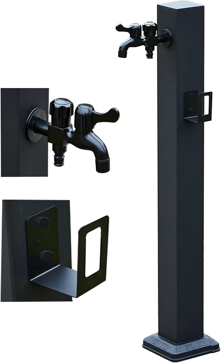 Kjobdwz One Color Freestanding Column Faucet 304 Stainless Steel Freestanding Vertical Square Outdoor Garden Water Column With Brass Faucet(95Cm/37In)