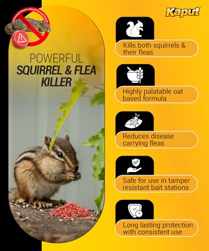 Kaput Ground Squirrel Bait - Effective Fleas & Squirrel Killer with Diphacinone & Imidacloprid - Targeted Pest Control for Outdoor Use, (25 lbs)
