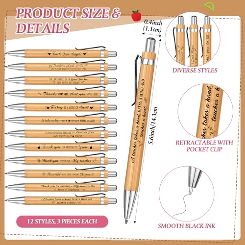 Cholemy 108 Pcs Teacher Sticky Notes and Pens Teacher Appreciation Gifts Bulk Pencil Shaped Self Sticky Notepads Ballpoint Pens Thank You Gifts Memo Pads for Teacher School Supplies by Cholemy - Image 3