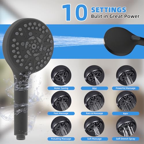 Image of 8 inch Metal Rainfall Shower Head with 10-Mode Handheld, Oil Rubbed Bronze