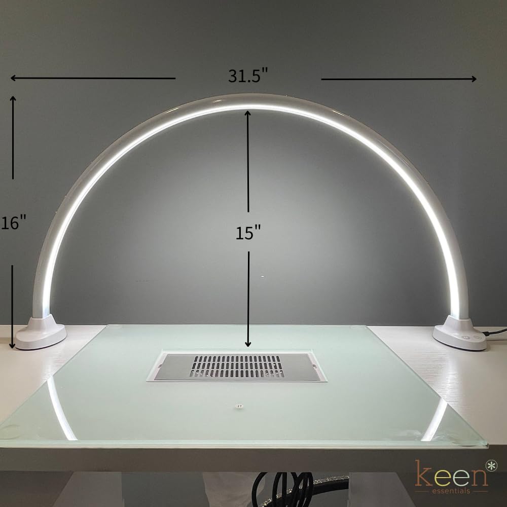 Luna LED Nail Light Half Moon Table Lamp, 3000‑6000K Adjustable Light for Nail Salon Manicure Table, Spa Reception, Massage Spa Furniture & Equipment, White
