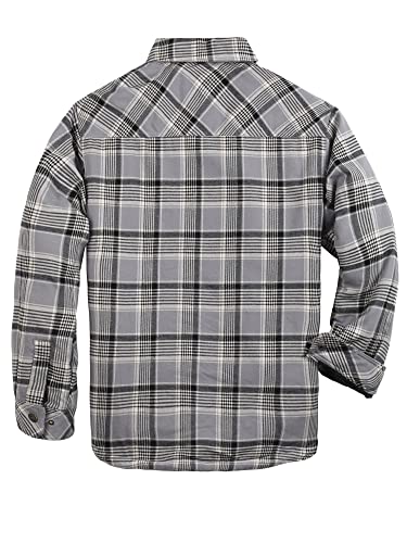 Image of COEVALS CLUB Men's Flannel Shacket Casual Button Snap Sherpa Quilted Lined Premium Jacket Shirts