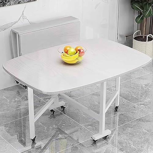Snaweo Mesa de Comedor Extensible, Mesa MultifuncióN con Hojas Abatibles, Mesas de Cocina Plegable de Madera con Ruedas, Ideal for Apartamentos PequeñOs, Ahorra Espacio.(Color1,100x60cm/39.4x23.6in)