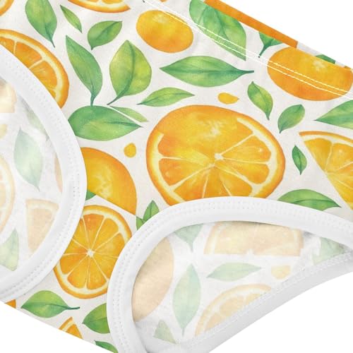 Joisal Girls Underwear Toddlers 2t Cotton Girl Panties Cute Bright Kids Undies Briefs Watercolor Orange Slices Greenleaves4