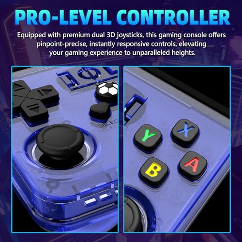 Image of R36MAX Retro Handheld Game Console,128GB Open Source System Hand Held Game Console,4.0 Inch IPS Screen Retro Gaming Console,4000mAh Battery,Portable Video Game Console(Blue)