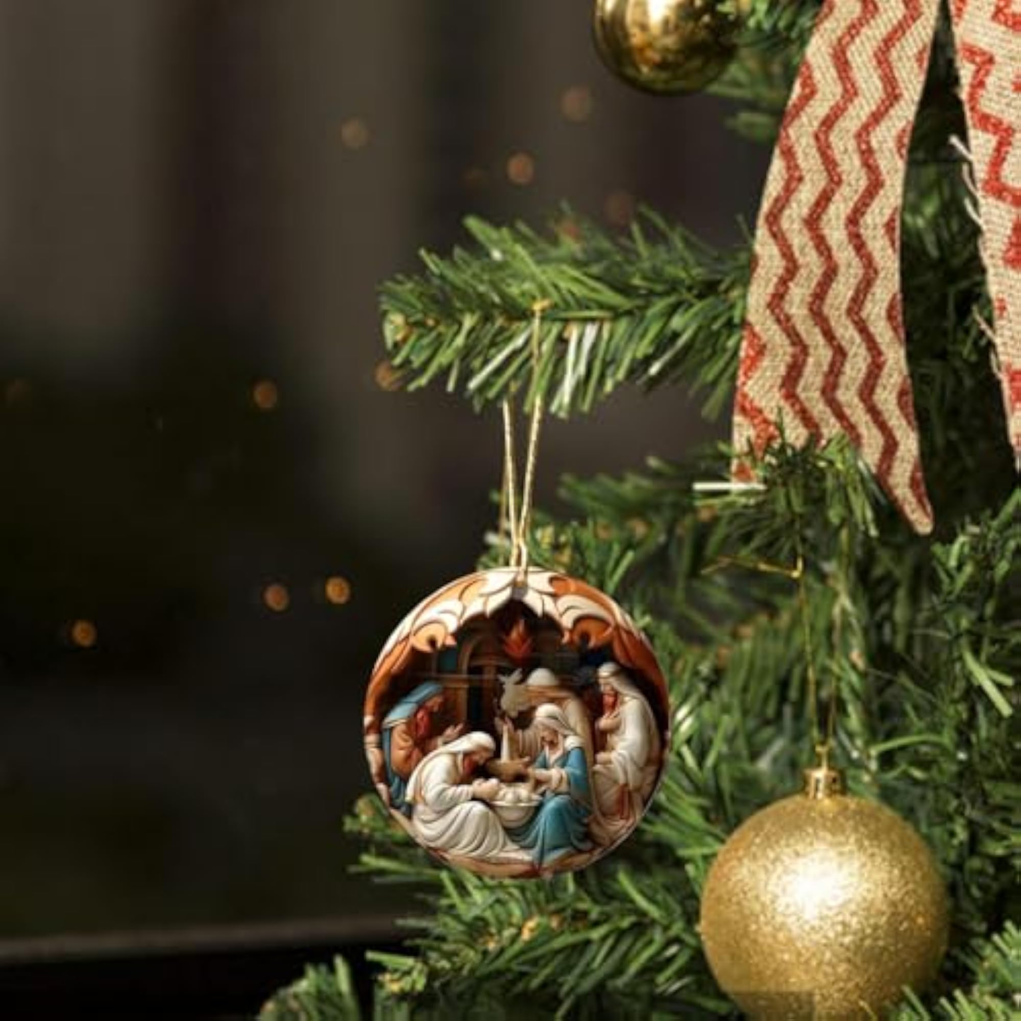 Christmas Nativity Scene Ornament, Tree Hanging Decoration