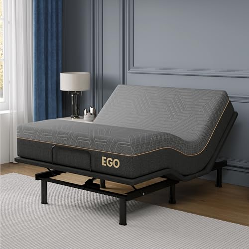 Image of EGOHOME Adjustable Bed Frame Full and 12 Inch Memory Foam Mattress, Wireless Remote Head and Foot Incline,12 inch Legs, Zero Gravity 54 inch x 75 inch | 12 inch Removable Legs, Wireless Remote, Head and Foot Incline, Anti Snore, Zero Clerance Easy Assembly, 54 inch x 75 inch