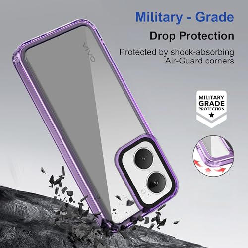 Image of amazon basics Back Case Cover for Vivo Y18e | Compatible for Vivo Y18e Back Cover | Case Cover with Camera Protection | (TPU + PC | Translucent Purple)