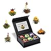 Creano 6 Teeblumen Geschenkbox weißer, schwarzer & grüner Tee in edler Magnetbox mit Silberprägung – 6 verschiedene…