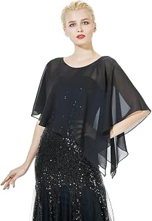 Asymmetrical Chiffon Cape Shawl For Women Lightweight Dress Wrap Cover Up for Bridal Evening Wear