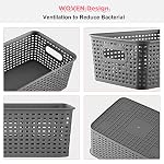 AREYZIN Plastic Storage Baskets Bins With Lid Organizing Container Lidded Knit Storage Organizer Bins for Shelves Drawers Desktop Closet Playroom Classroom Office, 6 Pack - Image 2