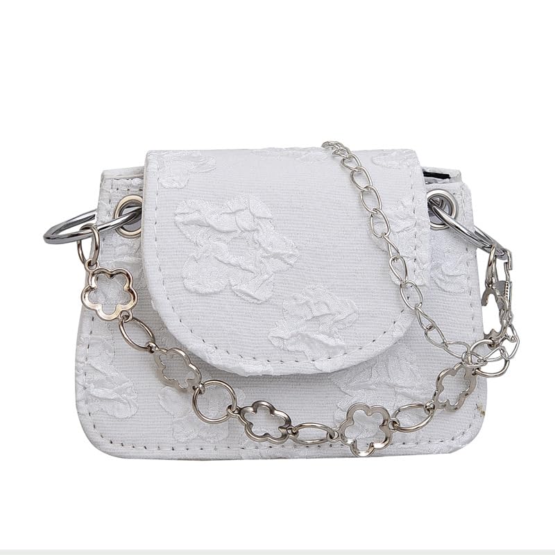 Women Small Shoulder Bags Quilted Crossbody Distressed Jean Denim Purse Evening Bag Clutch Handbag with Chain Strap