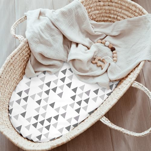 Image of Bassinet Sheets 3 Pack, Breathable Cozy Fitted Mattress Sheet, Elastic Travel Bassinet Fashionable, Standard Cradle Safe Sheets for Baby Boy Girls 32 inch x 16 inch Grey Deer