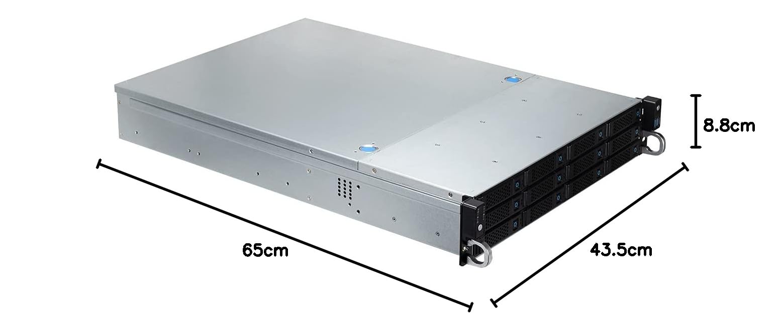 UNYKAch Chasis Rack Hot Swap HSW6212 (Sustitución de Bahías en Caliente) 2U, ATX, 12 Bahías Compatibles con Discos de 3,5″ o 2.5”, 4 Ventiladores de 80 mm, 2 USB 2.0