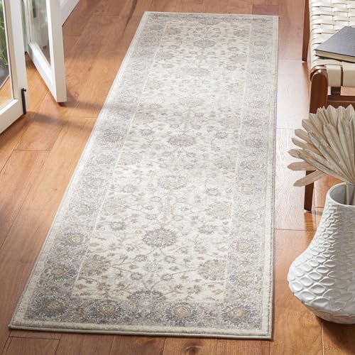 SAFAVIEH Sofia Collection 2'2" x 8' Ivory/Grey SOF330D Boho Tribal