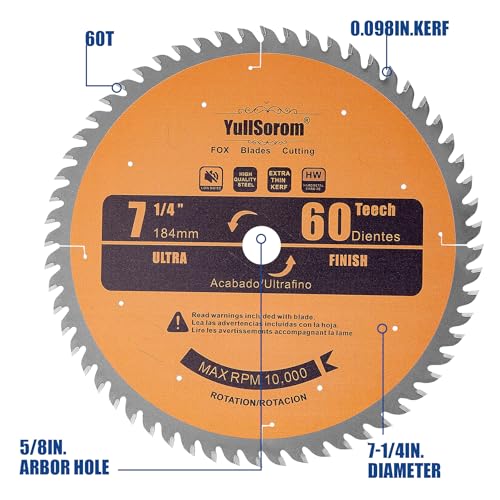 Image of 7-1 /4 inch Ultra Finish Circular Saw Blade 60-Tooth with 5 /8 inch Arbor for Wood