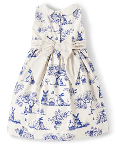 Gymboree,Girls,And Toddler Sleeveless Dress,12-18,White/Blue Bunnies #TOP4