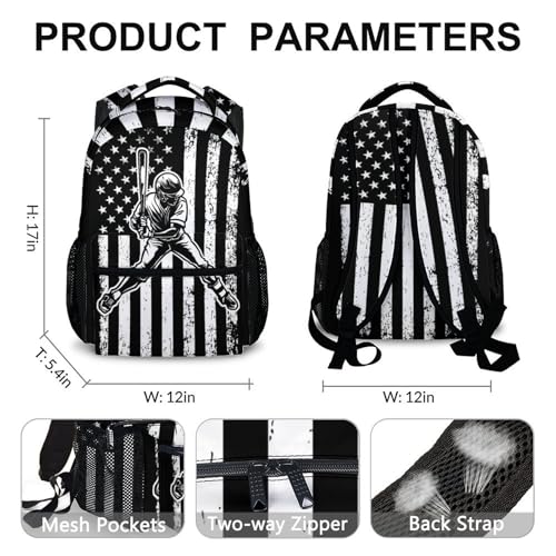 Kids Backpack for Boys, Baseball School Backpacks for Sports Lovers, 17'' Lightweight Baseball Bookbag for Elementary Middle School, Back to School Gifts2