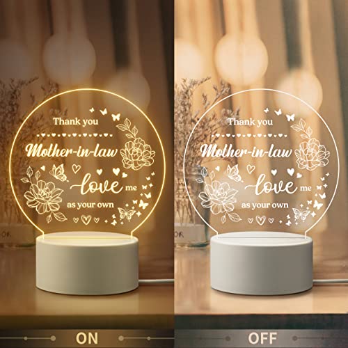 Glydein Mothers Day Gifts For Mother In Law, Mother In Law Gifts From Daughter In Law - Thank You For Loving Me As Your Own Night Light - Best Birthday, Wedding, Christmas Gifts For Mother In Law #TOP5