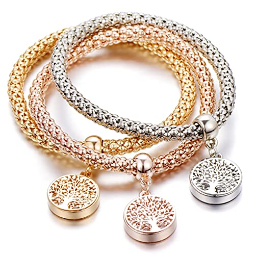 Crystal Charms Multilayer Bracelets - 3PCS Gold/Silver/Rose Gold Corn Chain