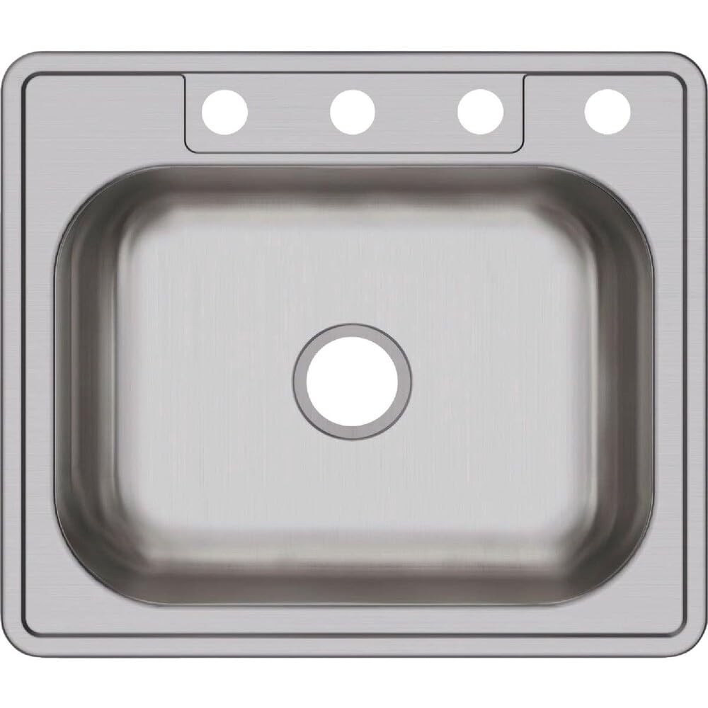 Elkay Dayton 25 In. x 21-1/4 In. x 6-9/16 In. Single Bowl Drop-In Kitchen Sink, Stainless Steel - 1 Each