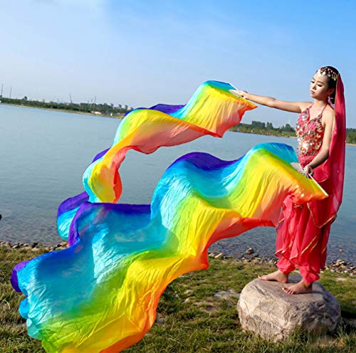Voile d'éventail de danse orientale en soie véritable KIKIGOAL 180x90 cm