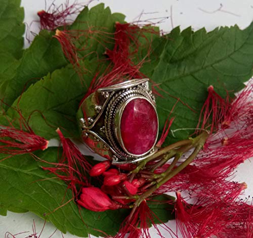ruby ring, 925 sterling silver, statement ring, bohemian jewelry, artisan designer ring, wedding gift, trending ring, hippie ring, gothic ring, victorian ring, july birthstone, red gemstone ring, gift