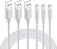 Vista 9 de Cable Lightning con certificación MFi, cargador de iPhone, paquete de 3 cables de carga Lightning a USB A de 6 pies, compatible con iPhone 14, 13