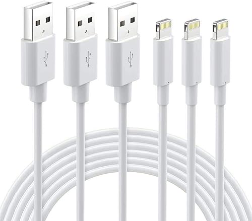 Cable Lightning con certificación MFi, cargador de iPhone, paquete de 3 cables de carga Lightning a USB A de 3 pies compatible con iPhone 14, 13,