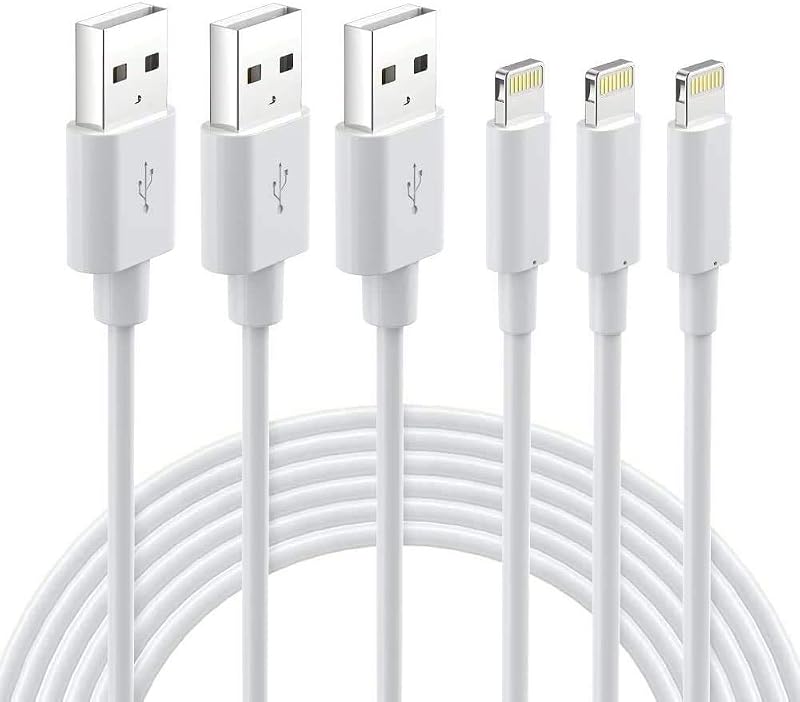 Lightning Cable MFi Certified - iPhone Charger 3Pack 3FT Lightning to USB A Charging Cable Cord Compatible with iPhone 14 13 12 SE 2020 11 Xs Max XR X 8 7 6S 6 Plus 5S iPad Pro iPod Airpods - White