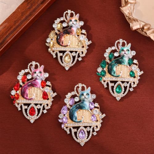 Image of Fashion Cute Crystal Animal Brooch Pins for Women Girls Cat Bird Corsage accessory Pin delicate accessory Party Ceremony