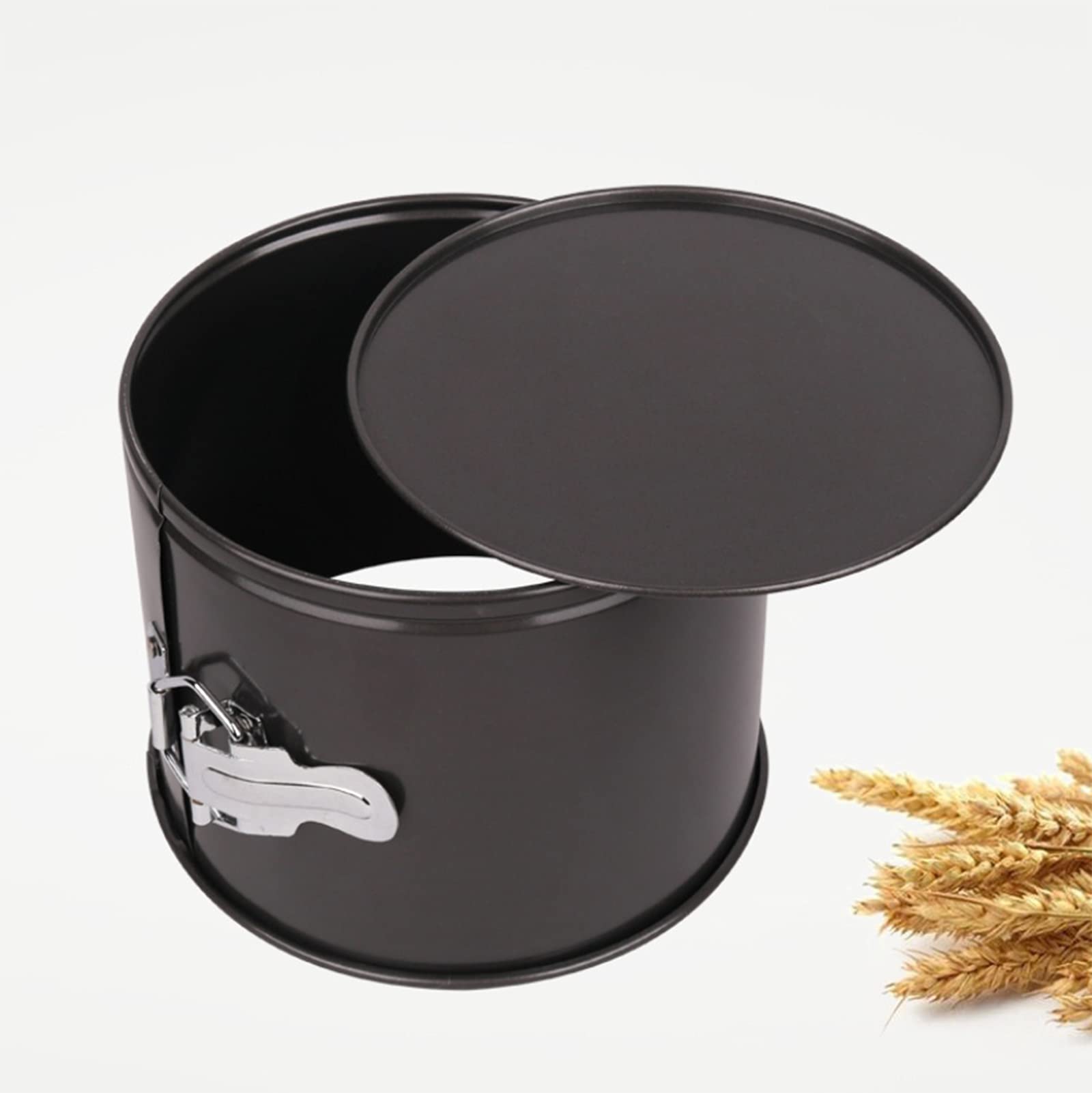 BAtlam Juego de 4 moldes Desmontables Redondos, moldes para Pasteles y bandejas para Hornear, Molde Antiadherente Negro