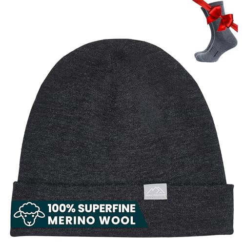 Merino Wool Beanie Hat for Men and Women