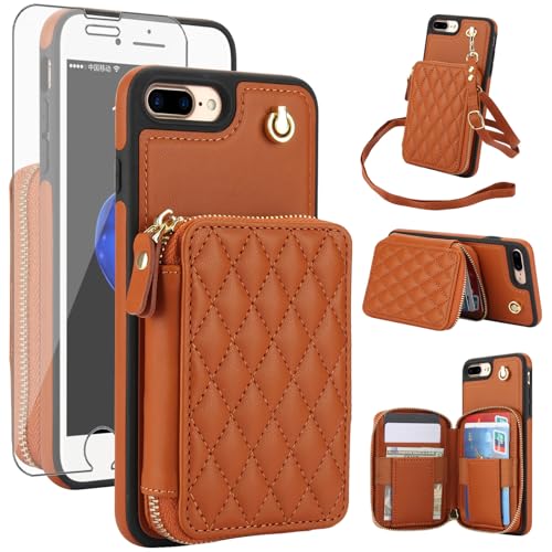 Étui portefeuille iPhone 7 Plus chic en cuir avec blocage RFID et protection intégrale