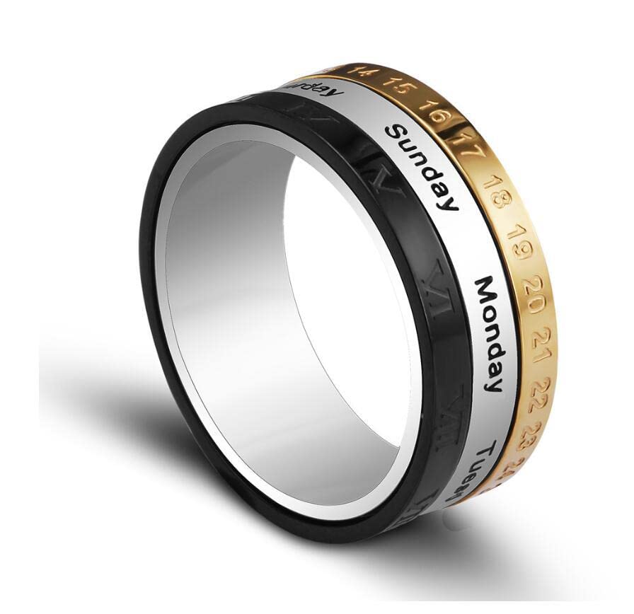 Stainless Steel Watch Ring - Revolving Calendar Ring for Boys, Girls, Men, Women - Unisex Gift for Him, Her, Birthday, Love