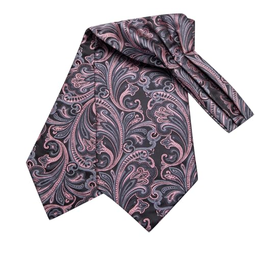 Image of Dubulle Paisley Floral Ascot for Men Self Tie Mens Cravat and Pocket Square Cufflinks Wedding