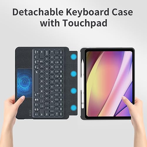 HUOBAO Keyboard Case for iPad Pro 11 inch(1st/2nd/3rd/4th),Magnetic Detachable Keyboard for Air 5/4 Gen 10.9 inch Case,7-Color Backlit iPad Keyboard Case with Trackpad and Pencil Holder - Image 2