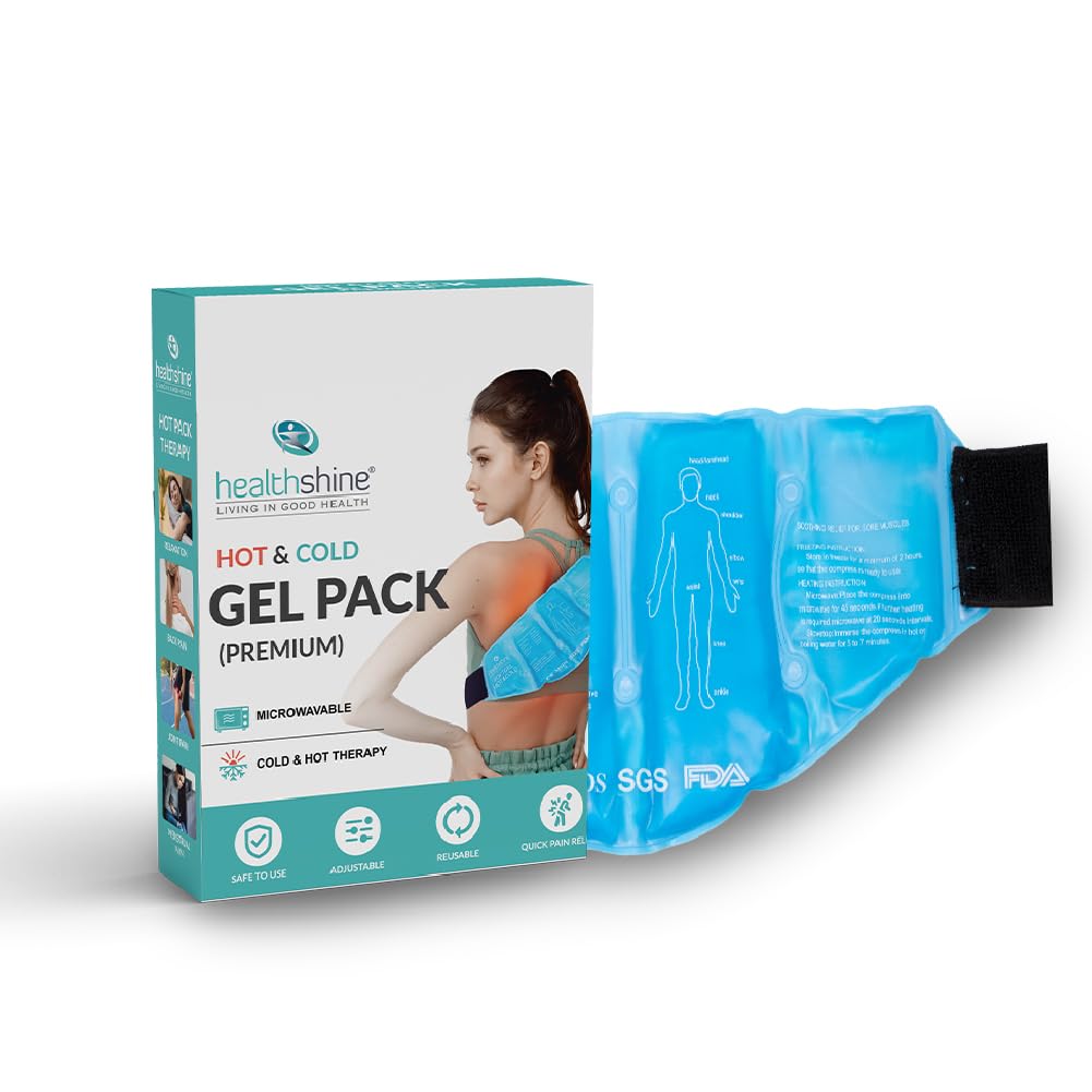 Healthshine Reusable Hot & Cold Gel Pack with Strap | Multipurpose for Muscle Strain, Sports Injuries, Shoulder, Knee, Back, Neck | Microwaveable & Freezable Premium Gel for Adults, Men, Women (B0C8NVPWQ1) Amazon Price History, Amazon Price Tracker