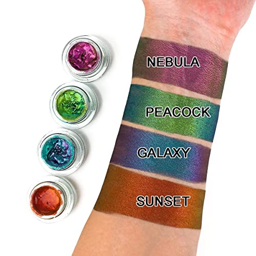 Bowitzki 3.5G Cream Multi Chrome Eyeshadow Multichrome Chameleon Gel Makeup Color Shifting Multi-Chrome Longer Lasting No Creasing Shimmer Eye Shadow - Peacock #TOP1