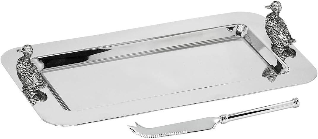 Edzard serving platter/serving tray duck silver plated, 11,0 x 10,2 in
