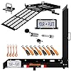 Mockins 48"x28.5"x4" Folding Trailer Hitch Cargo Carrier with Ramp for Wheelchair | 500 lbs Cap Heavy-Duty Mobility Scooter Carrier for Car 2" Hitch Receiver w/Plate Bracket, Stabilizer, & Straps