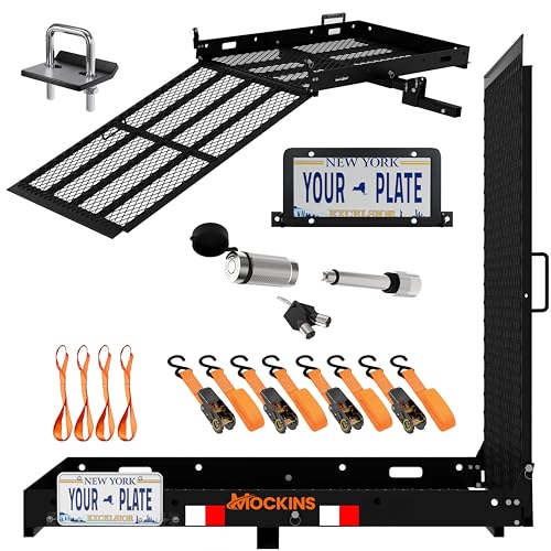 Mockins 48"x28.5"x4" Folding Trailer Hitch Cargo Carrier with Ramp for
