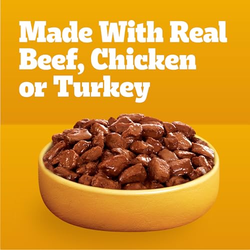 Image of Pedigree High Protein Wet Dog Food Pouches, Variety Pack, 3.5 oz, 30 Count | 35% more protein than Choice Cuts in Gravy, real beef /chicken /turkey, steam cooked, 100% complete & balanced
